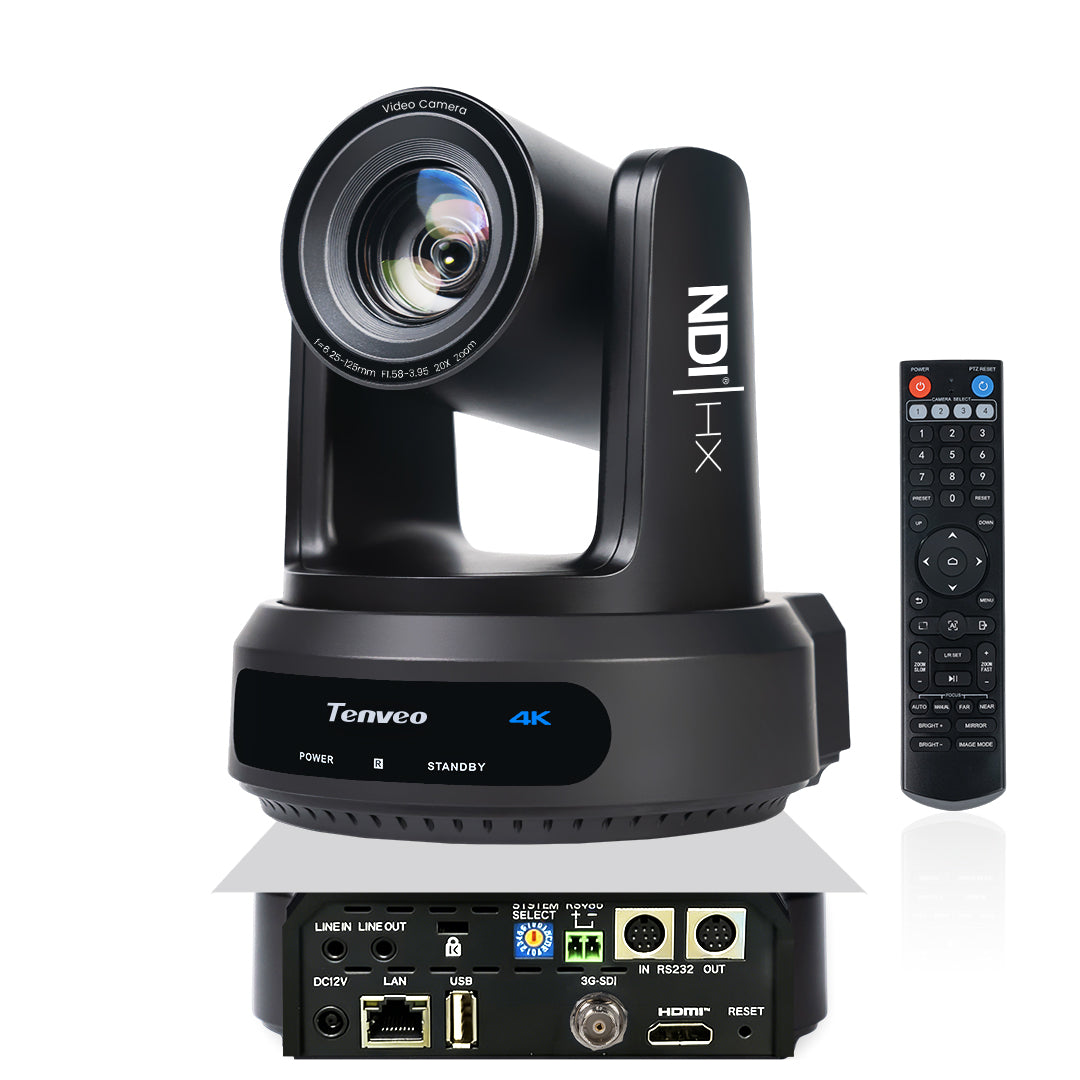 PTZ Camera with AI Auto Tracking, 20X Optical USB3.0/HDMI/SDI/LAN Conference Room Camera 1080P 60fps