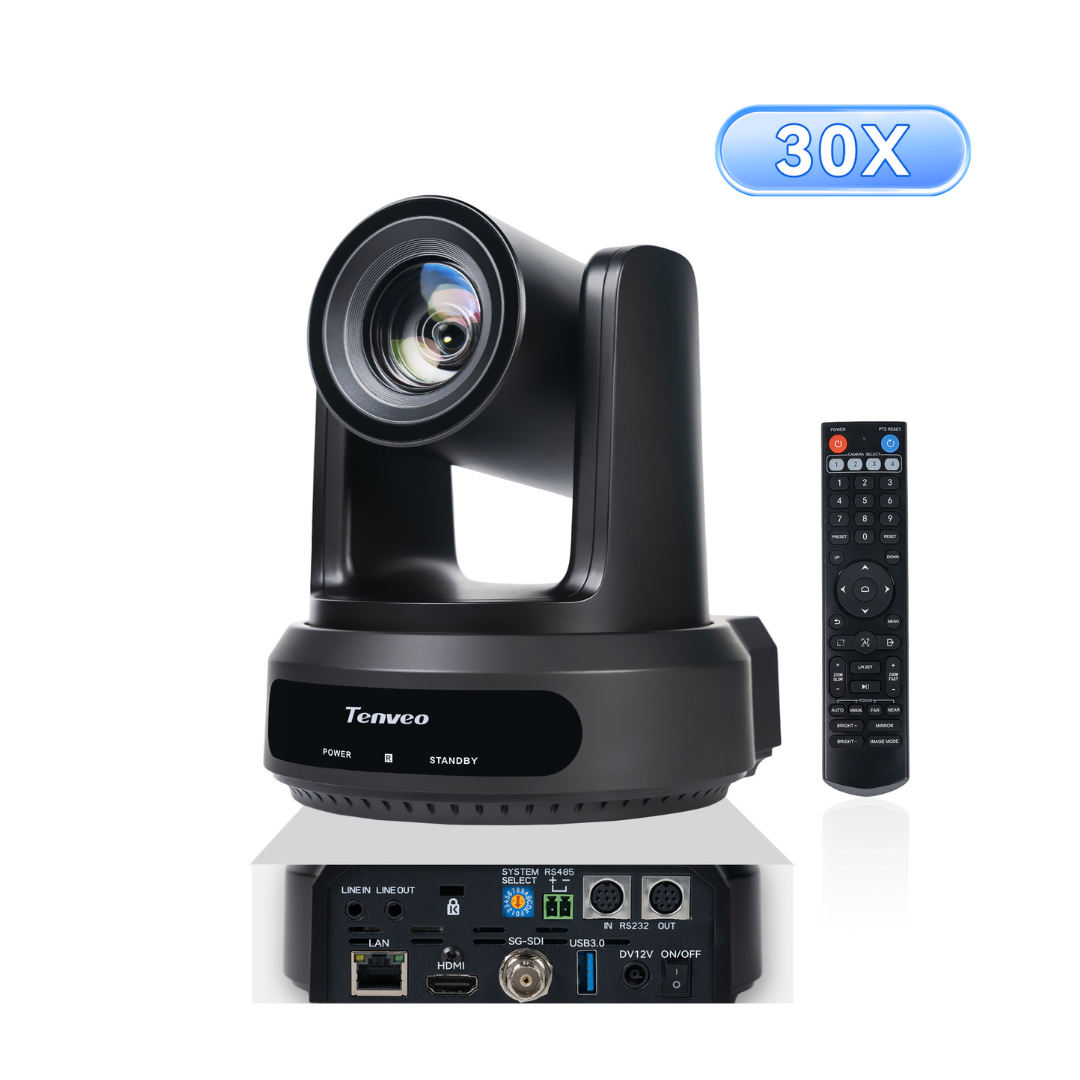 NDI AI Auto-Tracking IP PTZ Camera SDI/HDMI/USB3.0/LAN PoE 30X Optical 1080P 60fps for Live Streaming Church Services