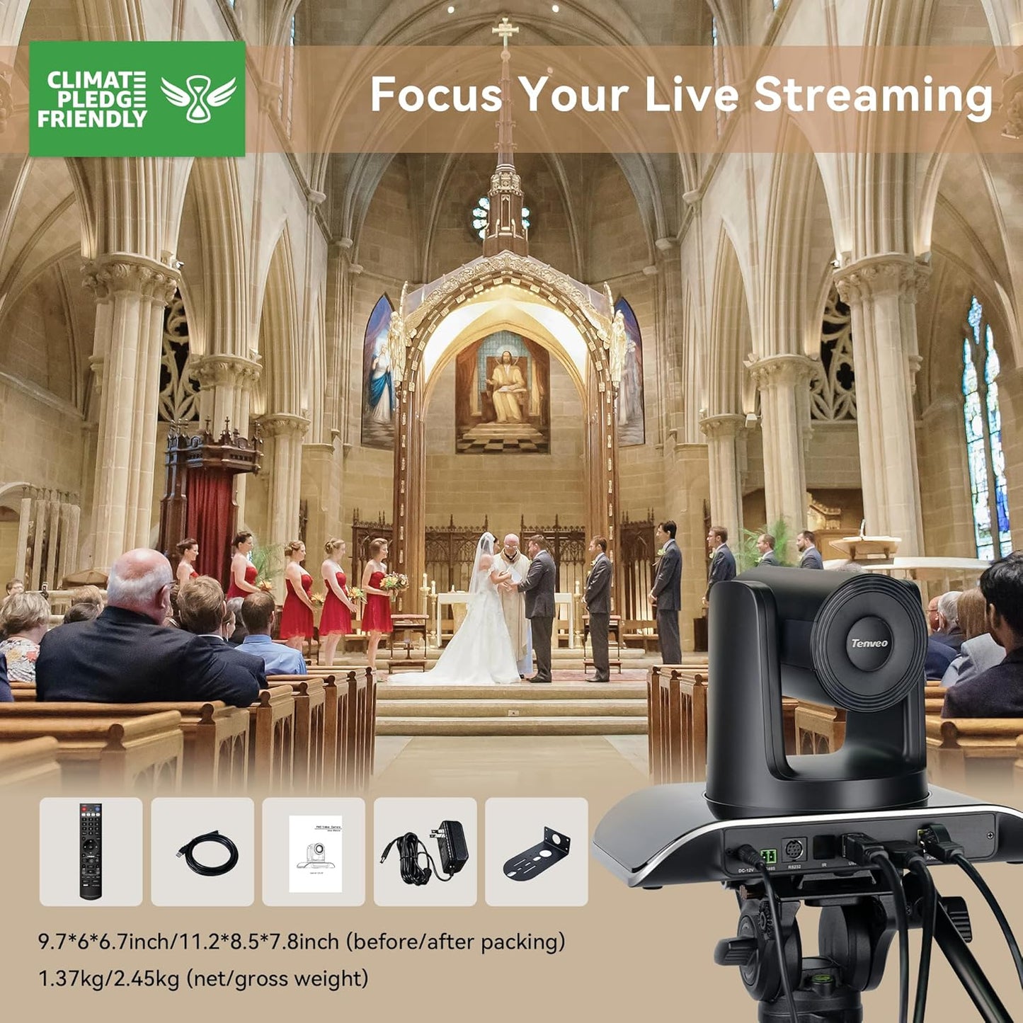 Tenveo HDMI/LAN/USB3.0 PoE PTZ Camera 20X Optical Zoom, FHD 1080P 60FPS