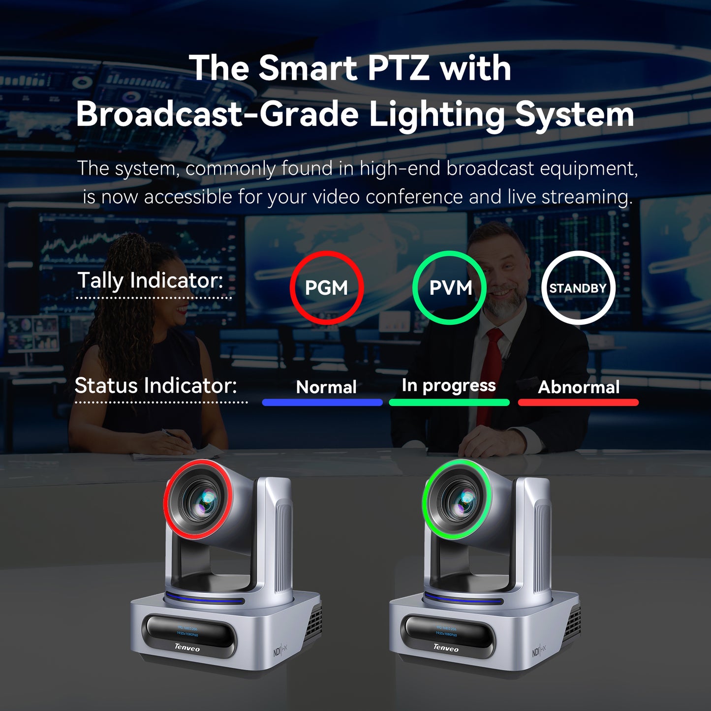 20X AI Auto-Tracking NDI PTZ Camera | 1080p60 | Human & Face Tracking | PoE