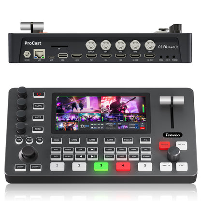 PC500 5.5” Video Switcher Mixer –8-Channel Video Switcher – 4 SDI + 4 HDMI Inputs, 4K HDMI, Multi-View, NDI Support, Live Streaming & Recording