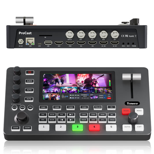PC500 5.5” Video Switcher Mixer –8-Channel Video Switcher – 4 SDI + 4 HDMI Inputs, 4K HDMI, Multi-View, NDI Support, Live Streaming & Recording