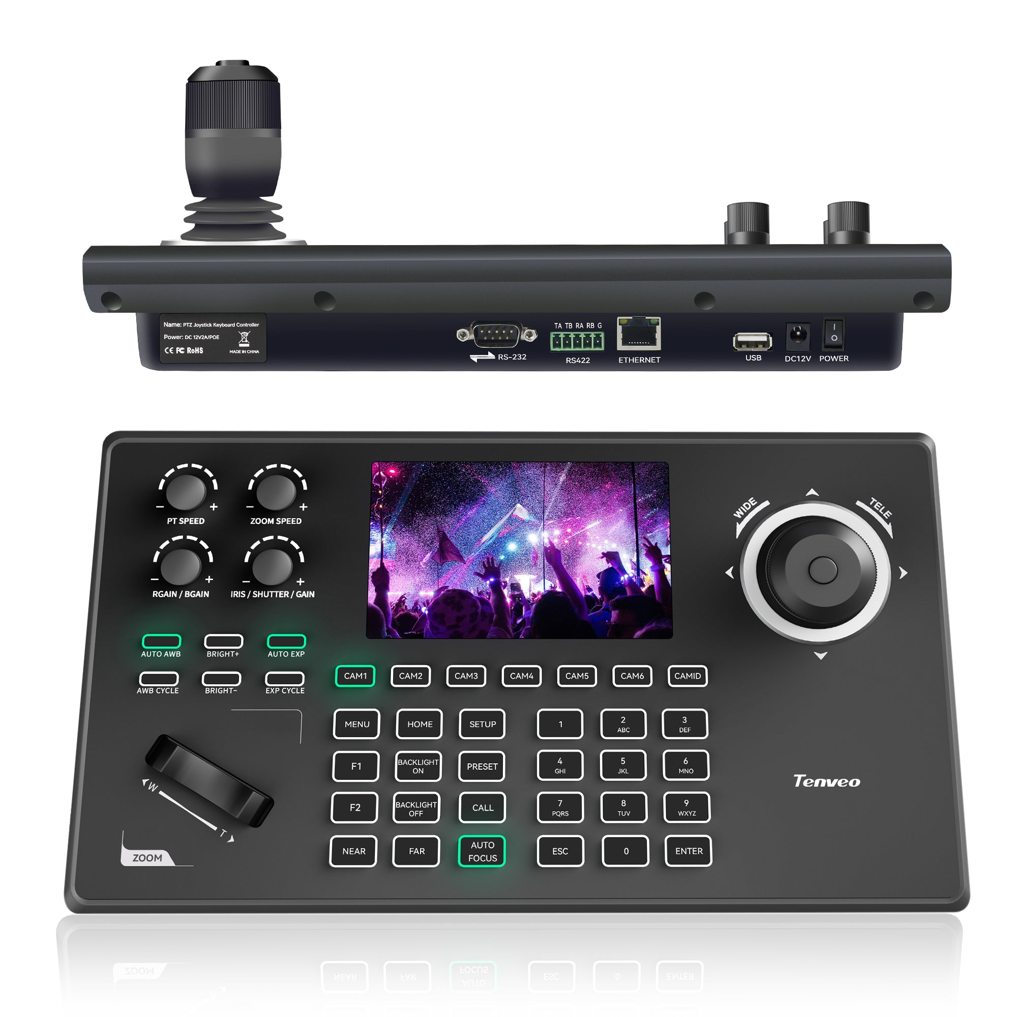 NDI PTZ Camera Controller, 5'' LCD Screen Preview, 4D Joystick PoE