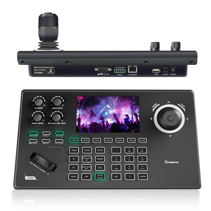 NDI PTZ Camera Controller, 5'' LCD Screen Preview, 4D Joystick PoE IP PTZ Controller