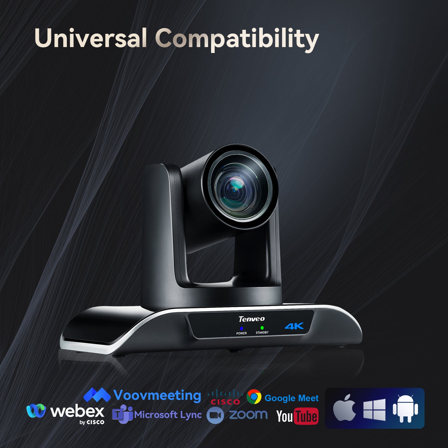 Tenveo UHD 4K PTZ Conference Room Camera 12X Optical Zoom USB3.0/HDMI Wide View Angle, 4K PTZ Camera for Video Conference Church Services Worship Events Live Streaming