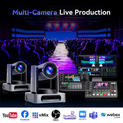Tenveo 4K 60FPS NDI PTZ Camera, AI Auto Tracking 3.0, 30X Zoom 1/1.8 UHD CMOS 8.42MP, SDI/HDMI/USB3.0/LAN(PoE) Live Streaming with Tally Light, FreeD Support