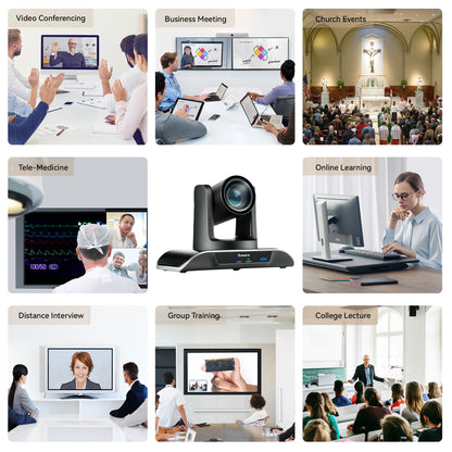 Tenveo UHD 4K PTZ Conference Room Camera 12X Optical Zoom USB3.0/HDMI Wide View Angle, 4K PTZ Camera for Video Conference Church Services Worship Events Live Streaming