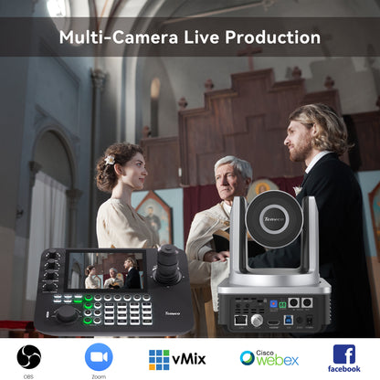 4K PTZ Camera AI Auto Tracking 20X Optical Zoom HDMI, USB3.0,RJ45,SDI Live Streaming Camera