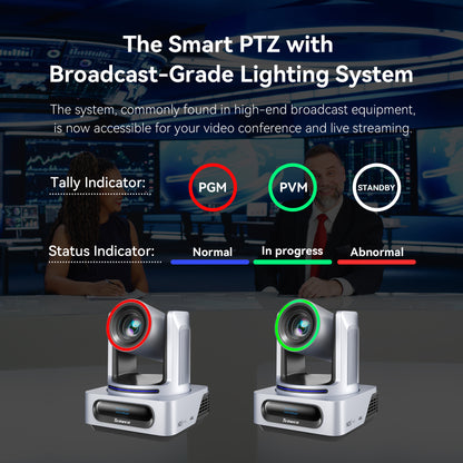 4K PTZ Camera AI Auto Tracking 20X Optical Zoom HDMI, USB3.0,RJ45,SDI Live Streaming Camera