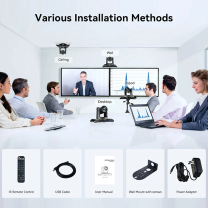 Tenveo UHD 4K PTZ Conference Room Camera 12X Optical Zoom USB3.0/HDMI Wide View Angle, 4K PTZ Camera for Video Conference Church Services Worship Events Live Streaming