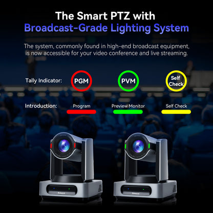 Tenveo 4K 60FPS NDI PTZ Camera, AI Auto Tracking 3.0, 30X Zoom 1/1.8 UHD CMOS 8.42MP, SDI/HDMI/USB3.0/LAN(PoE) Live Streaming with Tally Light, FreeD Support