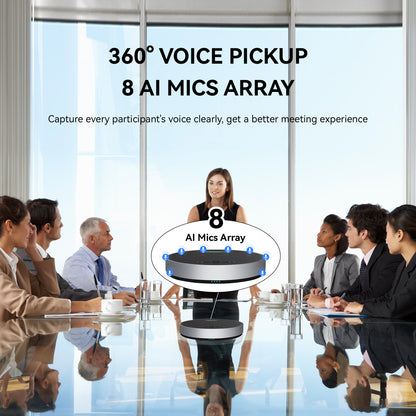 M5B-PRO Wireless Conference Speakerphone with 8 AI Mics, Bluetooth/USB Dongle/2.4G Connectivity, 360° Voice Pickup, Noise Reduction, 18H Battery for Zoom, Teams & OBS