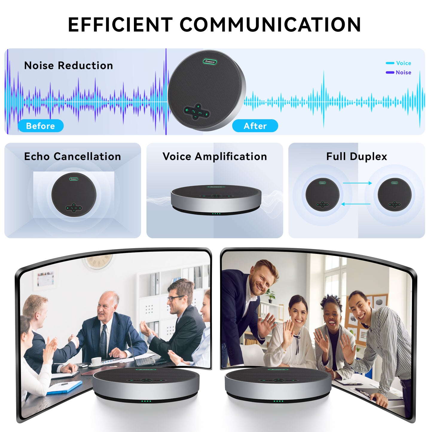 M5B-PRO Wireless Conference Speakerphone with 8 AI Mics, Bluetooth/USB Dongle/2.4G Connectivity, 360° Voice Pickup, Noise Reduction, 18H Battery for Zoom, Teams & OBS