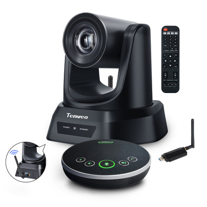 Wireless Conference Room Webcam, Church Live Streaming 20X USB 1080P 60fps PTZ Camera for Worship Services Online Conference, Works with Zoom, Skype OBS Easy to Set Up