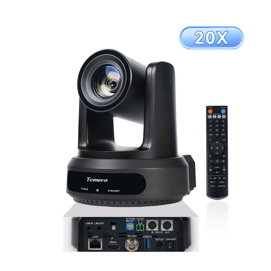 PTZ Camera with AI Auto Tracking, 20X Optical USB3.0/HDMI/SDI/LAN Conference Room Camera 1080P 60fps&nbsp;