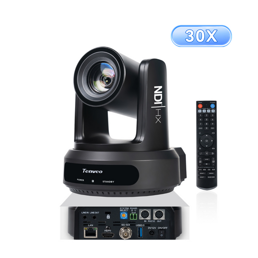 NDI AI Auto-Tracking IP PTZ Camera SDI/HDMI/USB3.0/LAN PoE 30X Optical 1080P 60fps for Live Streaming Church Services
