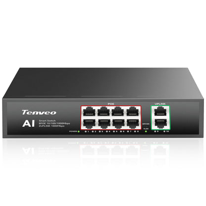 8-Port Gigabit PoE+ Switch (120W) with 2 Uplink Ports & VLAN