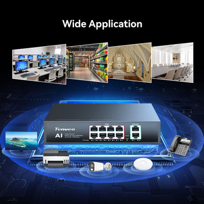 8-Port Gigabit PoE+ Switch (120W) with 2 Uplink Ports & VLAN