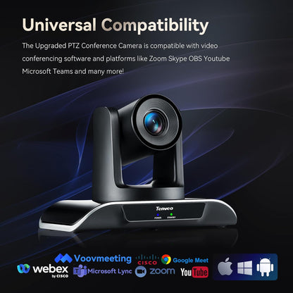 20X Optical Zoom PTZ Conference Room Camera, USB3.0/HDMI FHD 1080P 60FPS