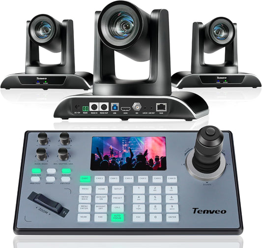 PTZ Camera Bundle/Kits - 30X AI Auto Tracking SDI PTZ Camera(3pcs) and PTZ Controller PoE IP PTZ Joystick Controller Keyboard Package